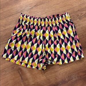 Anthropologie Pink and Yellow Patterned Shorts